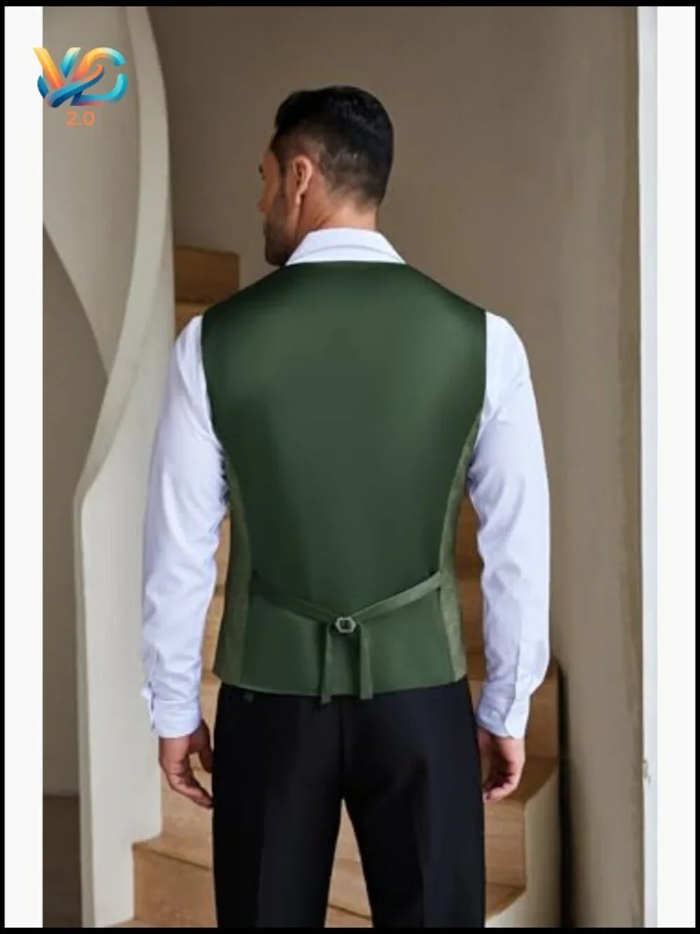 Slim Fit Suit Vest, Linen-Look Polyester, Modern Waistcoat for Business Wedding